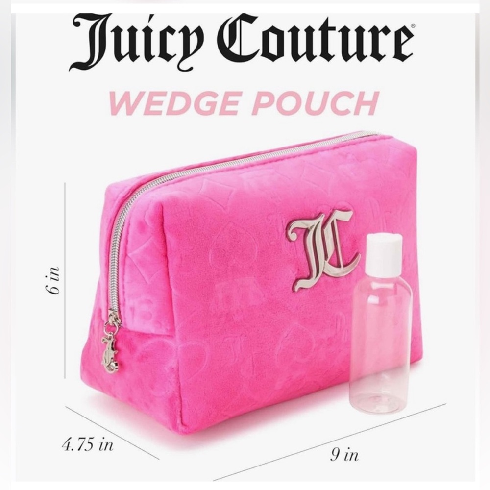 NWT Juicy Couture Women's Cosmetics Travel Wedge Pouch, Hot Pink - Picture 2 of 6